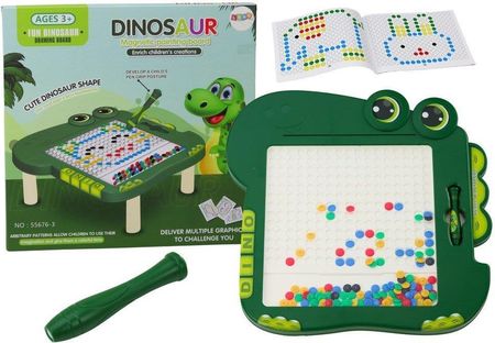 Lean Toys Tablica Magnetyczna Edukacyjna Dinozaur Pad Układanka Zielona Koraliki