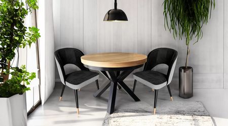 Stół okrągły, stół rozkładany fi 100 + 2×50 cm LOFT