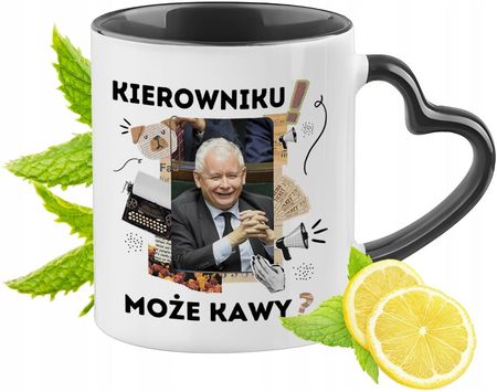 Polidraw Jarosław Kaczyński Pis Kubek Czarny Z Uszkiem W Kształcie Serca (1669230707)