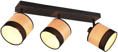 Trio Bolzano R81663032 plafon lampa sufitowa listwa elegancki klosz reflektory 3x10W E14 czarny/drewniany