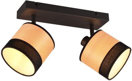 Trio Bolzano R81662032 plafon lampa sufitowa listwa elegancki klosz reflektory 2x10W E14 czarny/drewniany