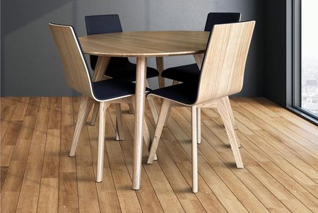Stół z krzesłami, stół okrągły Renos fi 120 + 4 krzesła Luka z drewna dębowego