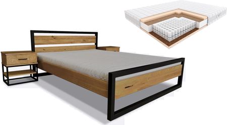 Łóżko dębowe 160x200 Karmel z materacem sprężynowym Hilding Pasodoble