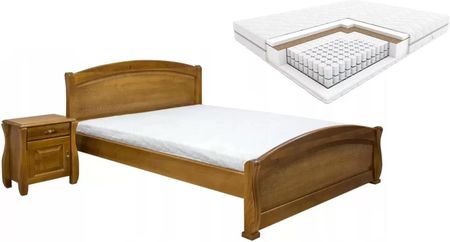 Łóżko drewniane 160x200 Cezar z materacem kieszeniowym Hilding Fandango