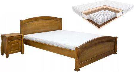 Łóżko drewniane 160x200 Cezar z materacem sprężynowym Hilding Pasodoble