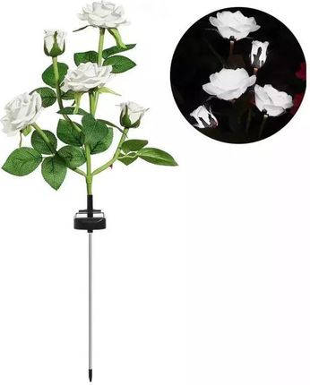 2X Róże Solarne Bukiet Pięciu Białych Róż Z Podświetleniem Do Wbicia W Grunt