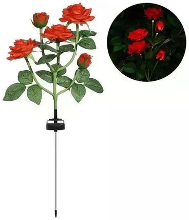 2X Róże Solarne Bukiet Pięciu Czerwonych Róż Z Podświetleniem Do Wbicia W Grunt
