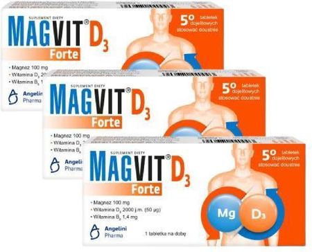 Zestaw 3x Magvit Forte D3, 50 tabletek dojelitowych