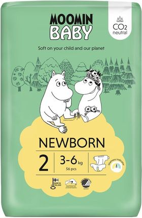 MOOMIN BABY Newborn Pieluszki ekologiczne 2 (3-6kg), 56szt. 