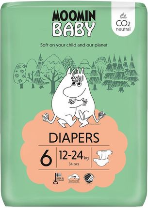 MOOMIN BABY Diapers Pieluszki ekologiczne 6 (12-24kg), 34szt. 