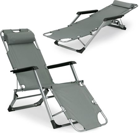 Modernhome Leżak Fotel Ogrodowy Plażowy Składany 2W1 Leżanka Zrl010Fgray