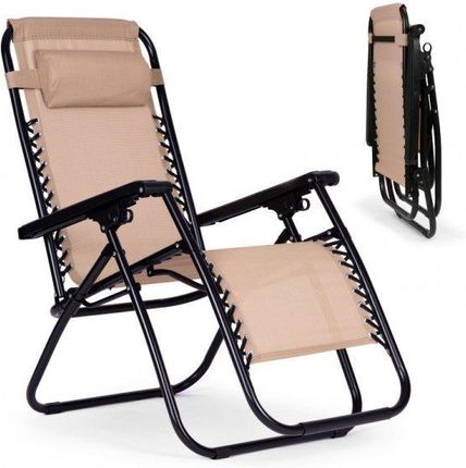 Modernhome Leżak Fotel Ogrodowy Plażowy Regulowane Oparcie Zero Gravity Beżowy Zrl009Beige