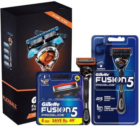 Zestaw Gillette Fusion Proglide Flexball maszynka do golenia z jedną głowicą 1 szt. + wymienne głowice 4 szt.