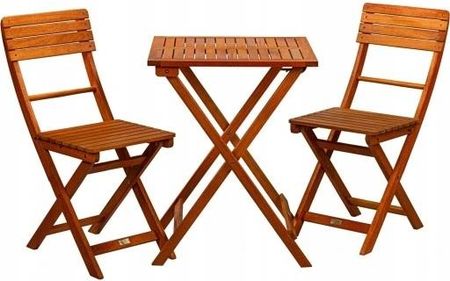 Beliani Zestaw Ogrodowy Drewniany Stół Bistro + 2 Krzesła 4251682265157