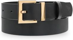 Zdjęcie Czarny pasek damski ze złotą klamrą - Mońki