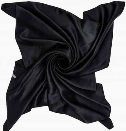 CHUSTA czarna z jedwabiem 70x70 satynowa połyskująca elegancka
