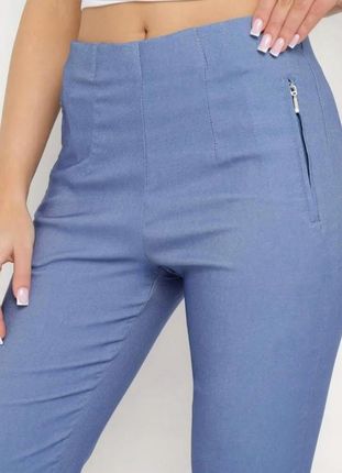 Spodnie cygaretki damskie niebieskie elastyczne 3/4 z kieszeniami 5XL