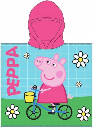 Peppa Pig Świnka Na Rowerze Ponczo Poncho Ręcznik Szybkoschnący 55X110