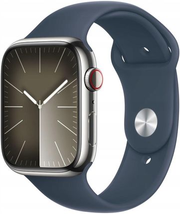 Apple Watch Series 9 GPS+Cellular Koperta 45mm Ze Stali Nierdzewnej W Kolorze Srebrnym Z Paskiem Sportowym W Kolorze Sztormowego Błękitu (MRMN3QLA)