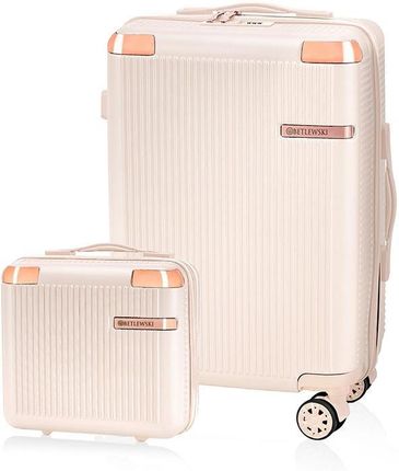 Zestaw mała walizka i mały kuferek BETLEWSKI Beżowy ZEST BWA-029 BEZ S
