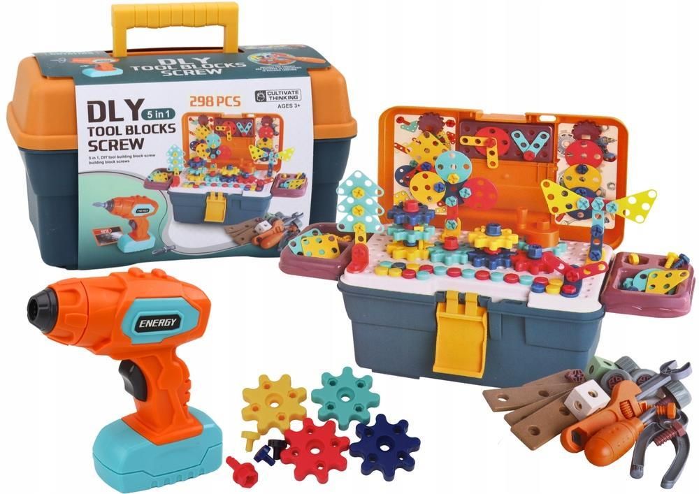 Zabawka Lean Toys Klocki Puzzle Konstrukcyjne 3D W Skrzynce Diy