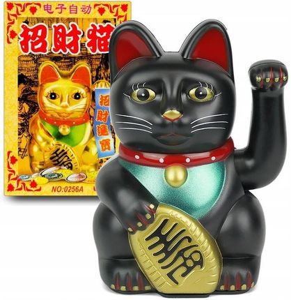 Aig Japoński Kot Maneki-Neko Chiński Kot Szczęścia Czarny
