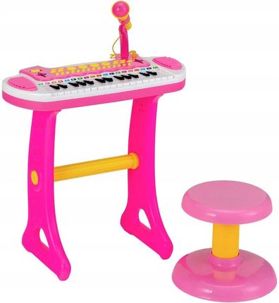 Costway Pianino Dla Dzieci Keyboard Róż Mikrofon Taboret