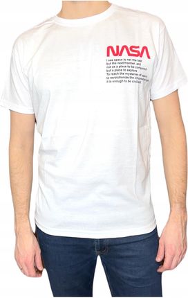 T-shirt męski biały okrągły dekolt Nasa XXL
