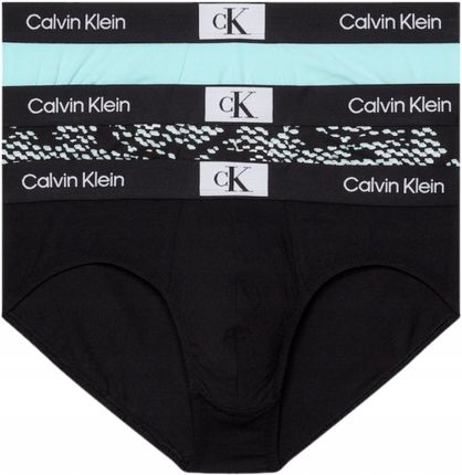 Calvin Klein Majtki Męskie Slipy Hip Brief 3PK Czarne/niebieskie r.XL