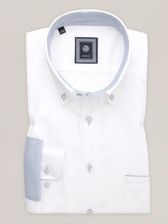 Zdjęcie Biała klasyczna koszula z niebieskimi kontrastami - Reda