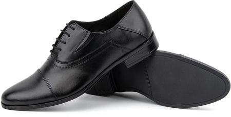 Buty męskie skórzane wizytowe eleganckie sznurowane 290LU czarne