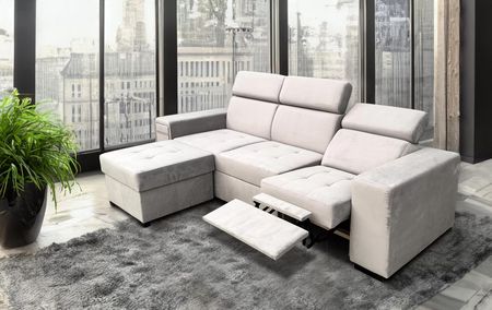 Trzyosobowa sofa Luksor Relax z regulowanymi zagłówkami + barek