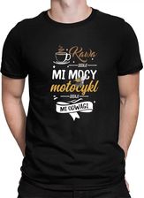 Kawa dodaje mi mocy, motocykl dodaje mi odwagi - męska koszulka na prezent - zdjęcie 1