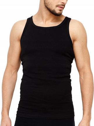 Podkoszulka Koszulka Męska 100% Bawełna Gładka Czarna Okrągły 4XL