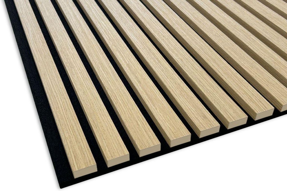 Fornirowany panel akustyczny na czarnym filcu Dąb Jasny Decor System ...