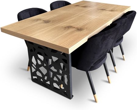 Stół z krzesłami, stół rozkładany 160/90 + 2×40 cm Bronks + 4 krzesła KW112