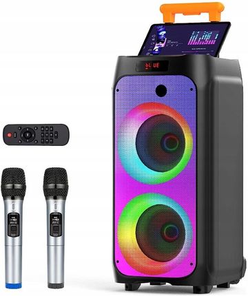 głośnik 500W do karaoke z dwoma mikrofonami JYX T8 bluetooth sd aux