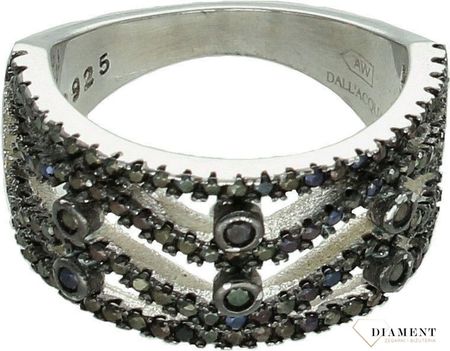 Srebrny pierścionek damski 925 czarna obrączka rozmiar 11