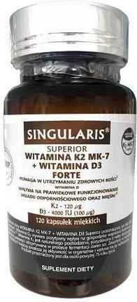 SINGULARIS Superior Witamina K2 MK-7 + Witamina D3 Forte 120 kaps.