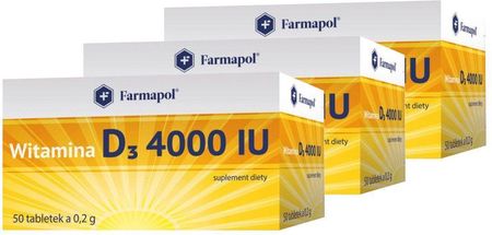 Witamina D3 4000 IU, 3 x 50 tabletek /Farmapol/