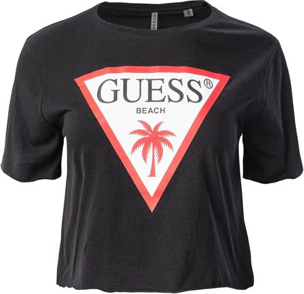 Damska Koszulka z krótkim rękawem Guess SS CN Logo Crop Tee E02I01Ja914-A996 – Czarny