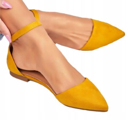 Żółte baleriny sandały czółenka paski rozmiar 38