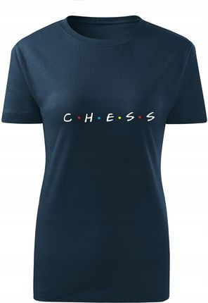 Koszulka T-shirt damska D622 Friends Chess granatowa rozm L