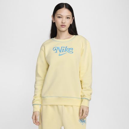 Damska dzianinowa bluza dresowa z półokrągłym dekoltem Nike Sportswear - Brązowy