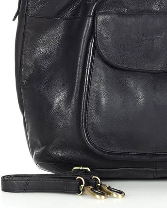 Skórzana torba typu shopper bag - MARCO MAZZINI czarna