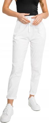Spodnie Materiałowe Damskie Białe W7831 Denley_xl