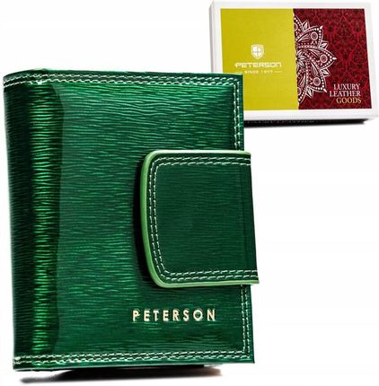 Kompaktowy portfel damski z lakierowanej skóry naturalnej - Peterson