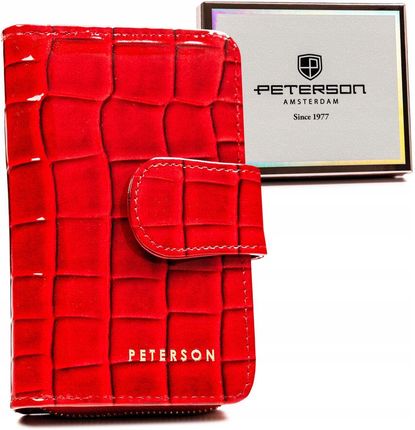 Mały, elegancki portfel damski ze skóry ekologicznej z tłoczonym wzorem - Peterson