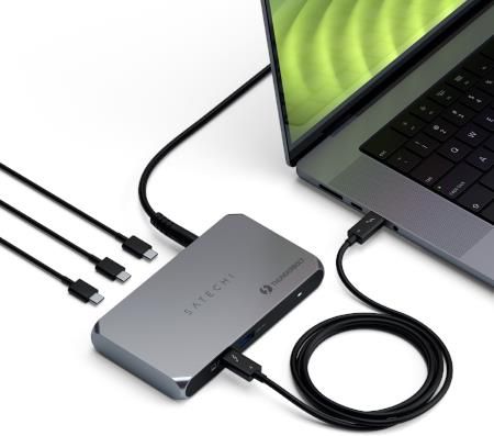 Satechi Thunderbolt 4 Slim Hub Pro - hub USB-C (port DC 20V, USB 3.2 Gen 2 Data Port, 3x port Thunderbolt 4) (space gray) (ST-HT4SHM-EU)