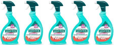 Sanytol Zestaw Spray Uniwersalny Do Czyszczenia I Dezynfekcji 5x500ml Grejpfrut